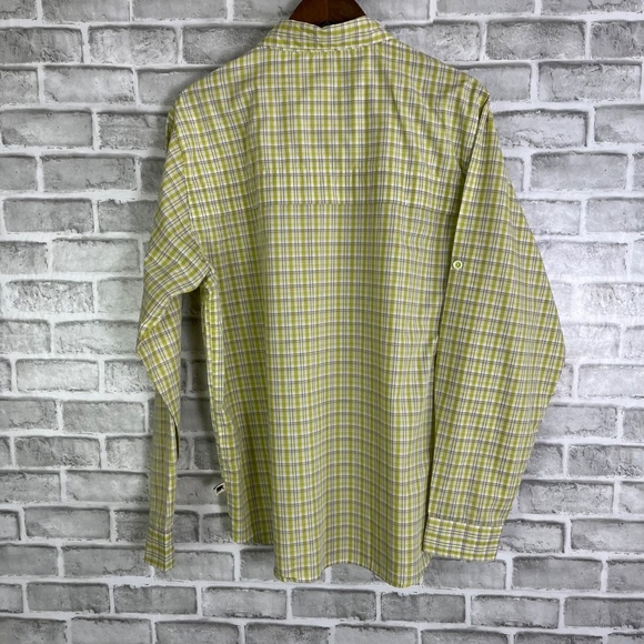Dakota Grizzly Dull Yellow Plaid Polyester Blend Button Outdoor Shirt MENS Large - Picture 4 of 8